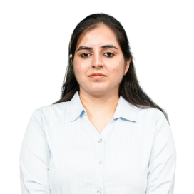 Portrait of a woman with dark hair wearing a light blue button-down shirt, looking at the camera against a white background.